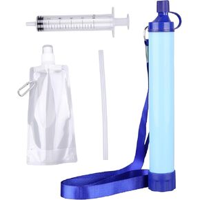 10000 Gallons Outdoor Personal Water Filter,Ultralight 0.01Micron 4-Stage Filtration System Portable Water Purifier Survival Straws for Outdoor Travel Wilderness Expedition and Emergency situations