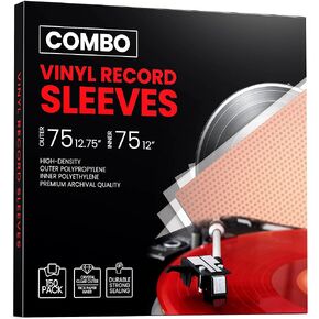 150 Vinyl Record Sleeves – Combo Pack 75 Inner and 75 Outer Vinyl Record Storage Sleeves – Clear Plastic Album Covers for Vinyl Sleeves – Protect Against Moisture, Anti-Static & Scratch-Resistant
