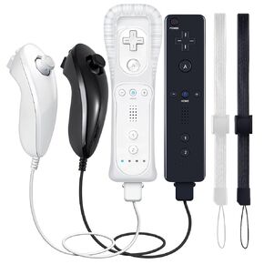 PZL 2 Pack New Remote with Nunchuck for Wii Controller, Compatible with Nintendo Wii/Wii U, with Silicone Case - White and Black