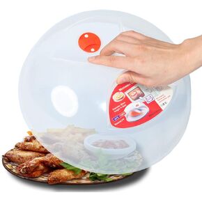Large Microwave Cover for Food Easy Grip Microwave Splatter Cover Guard Lid with Steam Vent and BPA Free & 11.5 Inch, Dishwasher Safe
