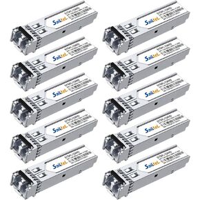 1.25G SFP 1000Base-SX,Gigabit Multimode SFP LC Duplex Transceiver,850nm MMF, up to 550 Meters, Compatible with Cisco, Ubiquiti , Mikrotik,Netgear, D-Link and More (10 Pack)