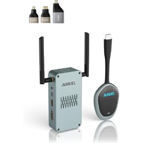 𝟐𝟎𝟐𝟓 𝐔𝐩𝐠𝐫𝐚𝐝𝐞 Wireless HDMI Transmitter and Receiver 4K, Plug & Play Aluminium Housing HDMI Wireless HDMI+VGA, 164FT, 2.4/5GHz for Monitor, HDTV, Streaming Video/Audio, Camcorders, Projetor