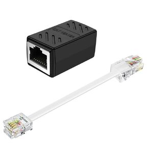 1Pc RJ11 to RJ45 Adapter Phone Jack to Ethernet Cable Adapter, RJ45 8P8C Female to RJ11 6P4C Male for Landline Telephone Service