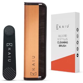 KAIU Vinyl Record & Stylus Cleaning Brush Combo - 2-in-1 Anti Static Carbon Fiber Brush Kit for LPs & Turntable Needles - Remove Dust & Debris - No Scratch Cleaner & Album Player Maintenance Pack
