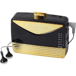 Studebaker Walkabout Walkman Personal Stereo Cassette Player with AM/FM Radio (Black/Gold)