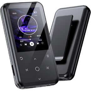 Gueray MP3 Player Bluetooth 128GB :with Clip MP3 Player with Speaker MP3 Player Suitable for Audio Books Supports FM Radio Recorder Alarm Video E-Book Pictures TF Card up to 128GB