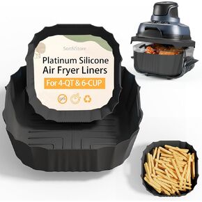 Air Fryer Liners for Ninja Crispi: Silicone Liners 2pcs Ninja Airfryer Accessories - Food Grade | Dishwasher-safe | for 4-qt & 6-cup Glass Container