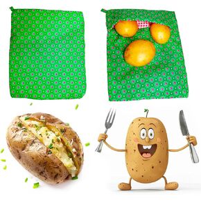 KR. LIF Microwave Potato Bag 2 Pack Potato Express Microwave Bag for Baked Potatoes – Quick and Easy Microwave Cooker for Fluffy Potatoes