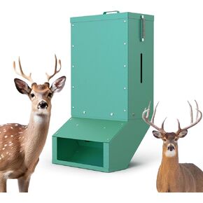 Deer Tree Protein Feeder, Large Capacity Deer Feeder Box, Heavy Duty Gravity Deer Feeder Automatic Dispenser Feeds Protein and Corn, Wildlife and Farm Animal Feeder, Green