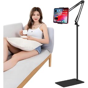 Tablet Floor Stand, Adjustable Universal 360-degree Rotatable Metal Tablet Holder, Compatible with iPad/iPhoneX/iPad Pro or Other 5.5~12.9 Inches Devices (Black)