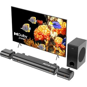 Hiwill 4.1ch Dolby Atmos Soundbar, 300W Sound Bars for Smart TV with Subwoofer, 2 Front Surround Speakers, Soundbar for TV Speakers, Adjustable Bass & Treble, Surround Sound System for TV, HiElite A41