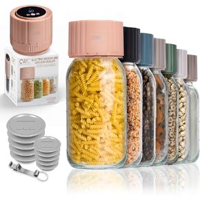COOK WITH COLOR Electric Mason Jar Vacuum Sealer – Freshness Preserver for Food Storage, Easy-to-Use with One-Touch Operation, Cream