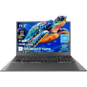 Machcreator 17.3 "كمبيوتر محمول ، FHD 120Hz ، معالج Intel ، 16 جيجا بايت DDR5 RAM ، 512 جيجابايت SSD ، KB الخلفية ، لوحة اللمس الكبيرة ، مفتاحية رقمية ، HDMI ، كاميرا الويب ، مفتاح مصراع الكاميرا ، Wi-Fi ، Windows 11 Home ، Gray Modern Modern ،
