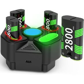 Rechargeable Battery Pack for Xbox Controller, 4 x 6720mWh USB Rechargeable Xbox Battery Pack with Charging Dock/Station for Xbox One, Xbox One S|X, Xbox One Elite, Xbox Series S|X Controller
