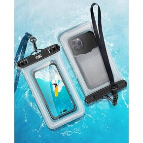 YOSH IPX8 Floatable Waterproof Phone Pouch up to 9.0", Floatable Waterproof Phone Case Dry Bag for Swimming with Adjustable Lanyard for iPhone 15 14 13 12 11 Pro Max Samsung S23 S22 2 Pack Clear