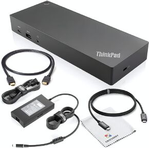 Lenovo 40AF0135US Docking Station Bundle - Includes Thunderbolt 3 Cable, HDMI Cable & 135W Power Adapter - Lenovo Hybrid Docking Station USB-C/ThinkPad Dock Laptop Dual Monitor Compatibility (Renewed)
