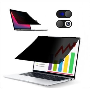 Flip 180° Privacy Screen Filter for MacBook Pro 13-inch (2016-2024, M1, M2，M3) and MacBook Air 13 (2016-2023, M1), Detachable Laptop Privacy Filter with Camera Cover Slide, Anti-Glare Blue