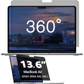 360 ° MacBook Air 13.6 Privacy Protect Screen, Privacy Filter Film for MacBook Air 13.6" M3 A3113 and MacBook Air 13.6" M2 A2681 Comprehensive, anti-glare and anti-blue light