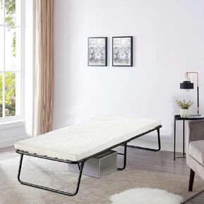 Greaton, 14" Folding Bed with 3-Inch Luxurious Memory Foam Mattress, Strong and Sturdy Metal Frame, Portable Guest Bed for Easy Storage, 26-Inch, White