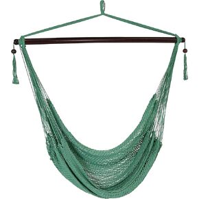 Sunnydaze Indoor/Outdoor Caribbean XL Hanging Hammock Chair - Soft-Spun Polyester Rope - 300-Pound Capacity - Green