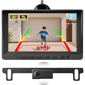 Backup Camera with Parking Radar Sensor System, 1080P Back up Camera Waterproof Clear Night Vision Rear View Camera with 7'' Monitor for Cars/Truck/SUV/RV/Van/Trailer