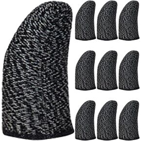 Veemoon 10 pcs Finger Sleeve for Gaming Mobile Game Controller Finger Thumb Sleeve Anti Sweat Breathable Seamless Touchscreen Finger Cover for Phone Game