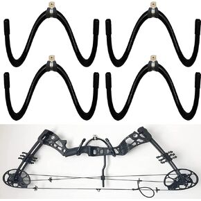 Pmsanzay 4 Pack Universal Bow Display Brackets Wall Hanger Hook Wall Mount Storage Rack to Display Your Bow - Sturdy Yet Flexible,Hold up to 20 Lbs - Easy to Install - Hold 4 Bow - No Bow