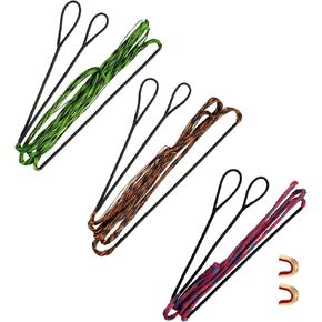 Deerseeker Archery Bowstring Set with 2 Nocking Points Dacron Recurve Bow String Replacement 12, 14, 16 Strands for Traditional Longbow Bow Shooting 48-70 inches