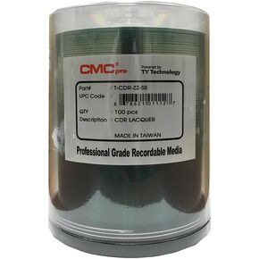 CMC Pro - مدعوم من Ty Technology Silver Silver CD -R - 100 حزمة مغزل