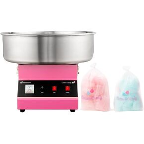 Restaurantware Hi Tek 21 Inch Cotton Candy Machine 1 Birthday Party and Carnival Candy Floss Maker - Produces 80 Cones Per Hour 110V Stainless Steel Sugar Cotton Machine 1080W