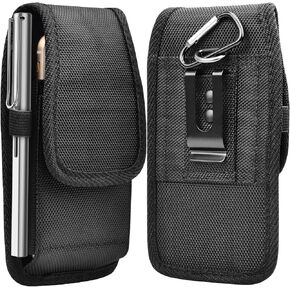 Takfox Phone Holster for Samsung Galaxy S24 S23 S22 S21 S20 S10 S9 S8 A16 A15 5G A14 A13 A12 A35 A36 A53 A54 A55 A56 A51 A71 Note 20 Nylon Belt Clip Holster Cell Phone Pouch Card Holder Case, Black