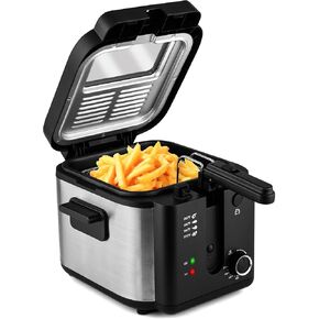 Pukomc Electric Deep Fryer with Basket,Adjustable Temperature Frying Pot for Home Use,Removable Lid and 2.5L Non-Stick Inner Pot Easy to Clean