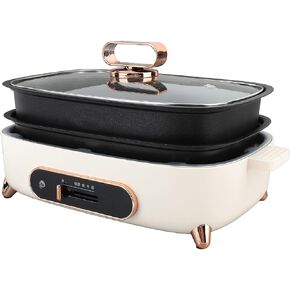 Electric Skillet with Removable Pan 1200W Adjustable Temperature Nonstick Multifunction Electric Skillet with Glass Lid Electric Skillet (US Plug 110V)