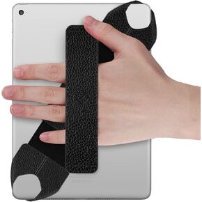 Fintie Universal Tablet Hand Strap Holder, 360 Degrees Swivel PU Leather Handle Grip with Elastic Belt, Secure Portable for iPad/iPad Pro and All 9-11 Inch Tablets, Black