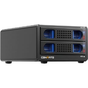 Dual Bay Hard Drive RAID Enclosure with Cooling Fan for 2.5/3.5" SATA HDD/SSD with USB A/C 3.0 Cable, 3.5 Hard Drive Enclosure Support 40TB,4 RAID Modes,Max 6Gbps