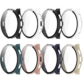 8 Pack Case for Garmin Venu 3 (45MM) Screen Protector, Hard PC Bumper Overall Protective Tempered Glass Cover Accessories for Garmin Venu3