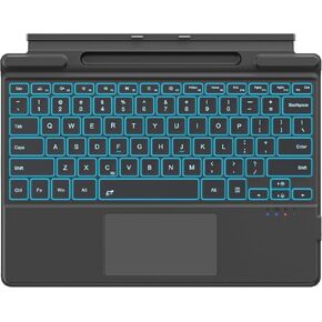 MoKo Keyboard for Surface Pro 11/10/9/8/X, 7 Color Backlight Keyboard for Surface Pro 11 2024, Wireless Surface Pro 11/Pro 10/Pro 9 Keyboard with Trackpad/Pen Holder, Blackgray