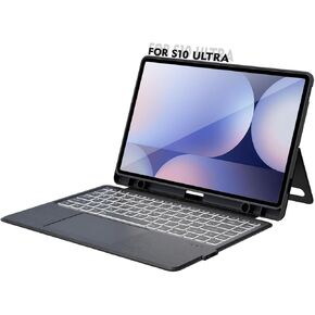 Keyboard Case for Samsung Galaxy Tab S10 Ultra 14.6 inch 2024 / S9 Ultra / S8 Ultra, Bluetooth Keyboard with Any-Angle Kickstand & Lighting Key & Trackpad, Keyboard Cover for Tab S8/S9/S10 Ultra 14.6"