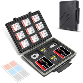 45 Slots Memory Card Case for 30 Micro SD,9 SD,2 XQD/CF-EXP. Type-B,2 CF-EXP. Type-A,2 CF Cards with Labels,Water-Resistant Anti-Shock Anti-Dust,SD Micro SD CF XQD CFexpress Type A Card Holder