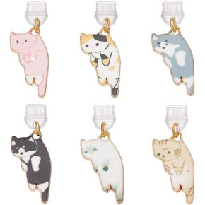 OLYCRAFT 6Pcs Dust Plug Charm Type C Anti Dust Plugs 1.7 inch Long Mobile Dustproof Plugs with Cat Pendants USB C Port Caps Protector Charging Port Plugs Pendants for Most Type C Phone