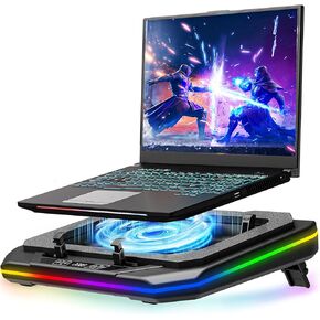 MOUNTUP RGB Laptop Cooling Pad for 13-19 Inch, Max 3500RPM Gaming Laptop Cooler, Cooling Pad Stand with Touch Switch to Control Speed, Laptop Fan Cooling Pad with Powerful 4.72 Inch Turbo Fan