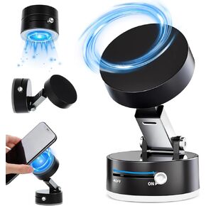 Vacuum Magnetic Phone Holder Suction Phone Mount,Magnetic Suction Cup Car Phone Mount,Double-Sided Magnetic Cell Phone Holder for All Smooth Surface (Black)