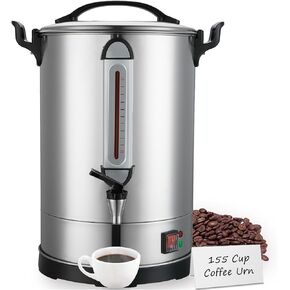 Coffee Percolator Large Coffee Urn 155 Cups Commercial Coffee Maker Electric Percolate Coffee Maker Hot Water Dispenser for Coffee Break, Catering, Church, Restaurant Dual Layer Stainless Steel