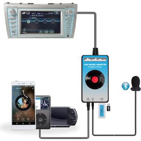 Bluetooth Car Kit, Car Audio Input Adapter with USB AUX 3 in 1 MP3 Transmitter Fit for Toyota Camry Prius MarkX RX300 ES300 Navigation Radio