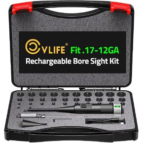 CVLIFE Upgraded Rechargeable Bore Sight Laser with 32 Adapter Kit, Professional Green/Red Laser Bore Sight with Powerful Support for Hunting, Fits .17 to 12GA Calibers