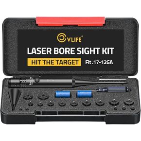 Bore Sight Laser Kit fit 0.17 to 12GA Calibers, Professional Red/Green Laser Boresighter Kit for All Gun, Multiple Caliber Bore Sighting Kit for Hunting Rifles Pistols and Handgun