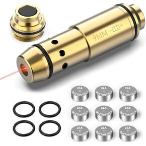9mm Dry Fire Laser Training System, Laser Bore Sight with Built in Snap Cap for Dry Fire Training Practice, Red Dot Beam Bullet with Double O-Rin