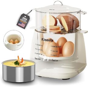 Rapid Egg Cooker with 6 Settings, Food & Vegetable Steamer, Electric Large Hard/Soft Boiled Egg Cooker, 8 Eggs Capacity, Electric Egg Boiler with Auto Shut Off (AD1)