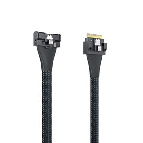 10Gtek MCIO to MCIO 8X Cable, SFF-TA-1016, Mini Cool Edge IO, Straight, PCIe Gen5, 85-ohm, 0.2-m(0.65ft)