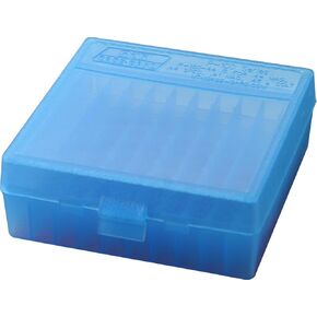 MTM 100 Round Flip-Top Ammo Box 41/44 Cal (Clear Blue)